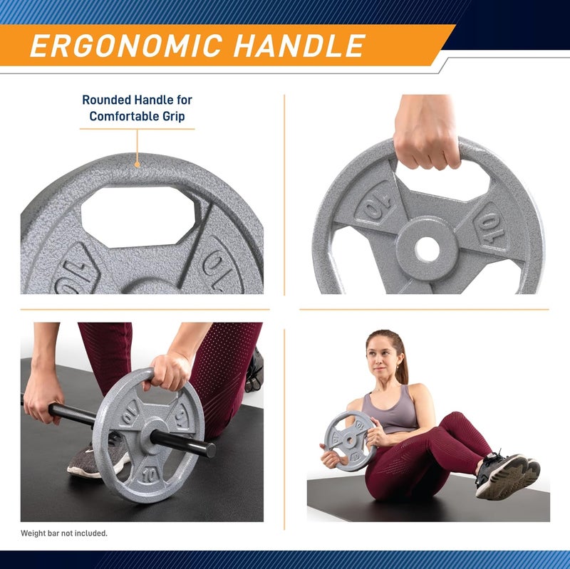 Marcy Classic 1" Cast Iron Standard Grip Plates for Strength Training and Weightlifting - Image 4